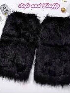 Black Faux Fur Arm Warmers